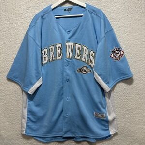 VTG‎ True Fan MLB Milwaukee Brewers Men's Size 2XL? Powder Blue Alternate Jersey